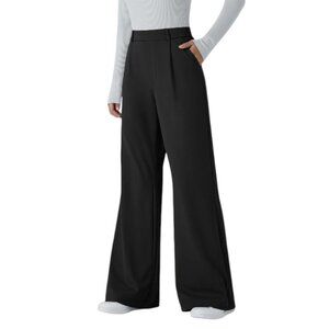 Halara Womens Size XL Petite High Waisted Work Wide Leg Pants Black